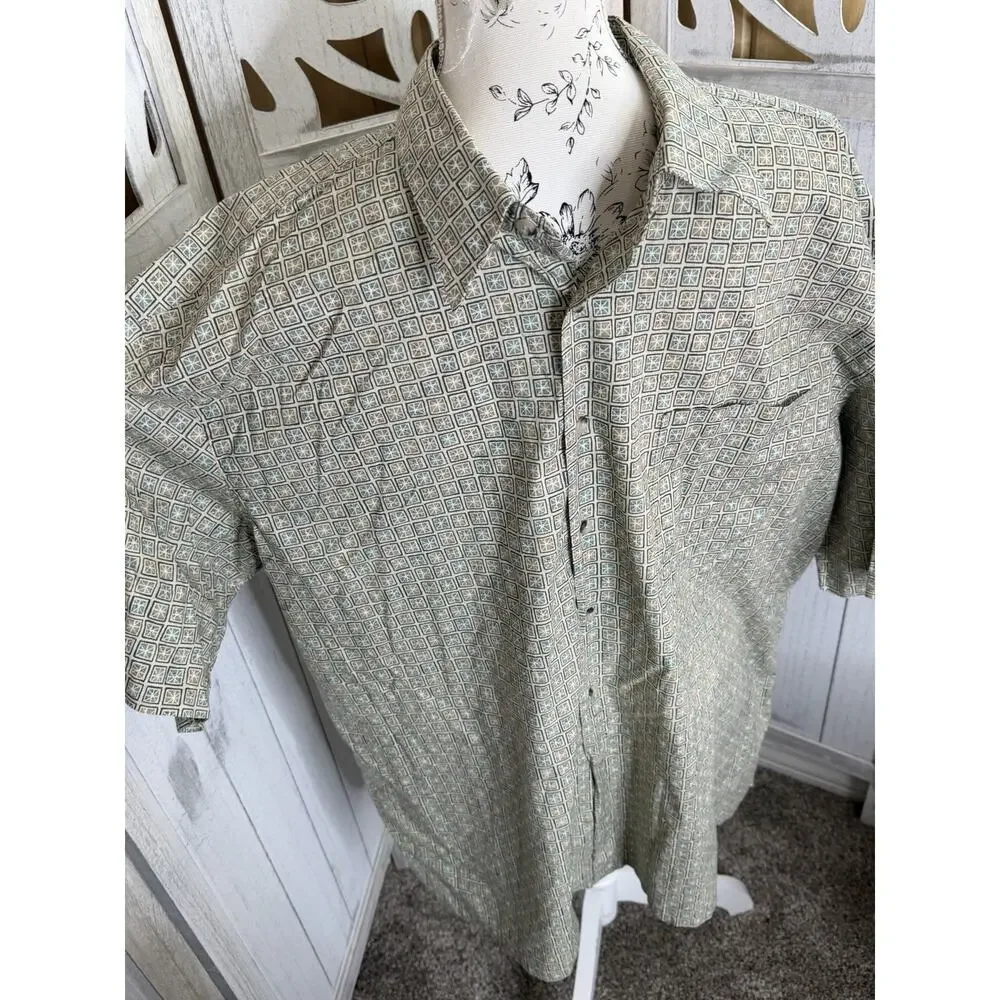 Burma Bibas Patterned Button-Up Shirt Geometric Print Cotton Vintage XXL
